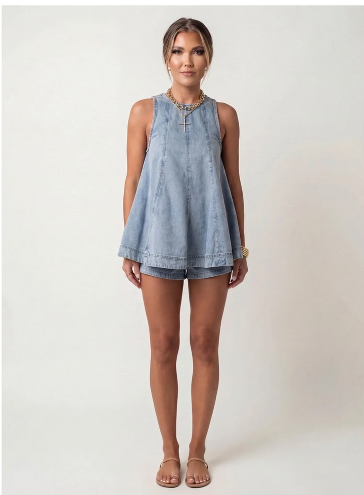 Denim Two Piece Set