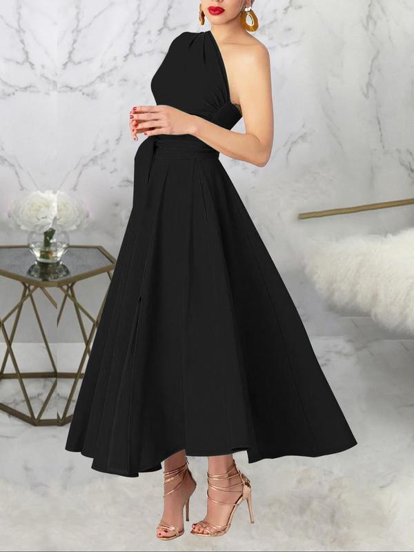 One-Shoulder Wrap Maxi Dress