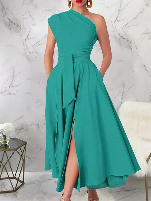 One-Shoulder Wrap Maxi Dress