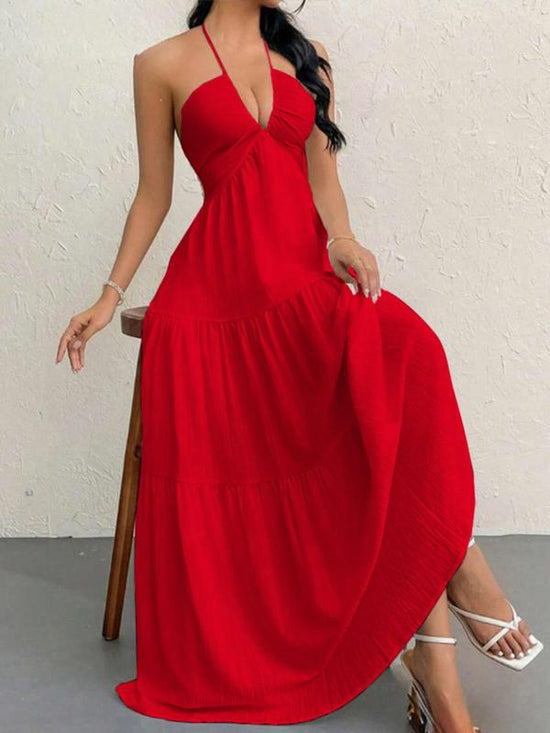 Romantic Halter Maxi Dress