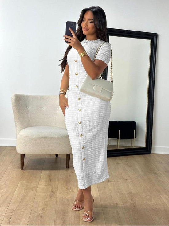 Signature Button-Front Midi Dress