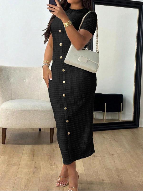 Signature Button-Front Midi Dress