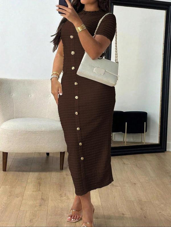 Signature Button-Front Midi Dress