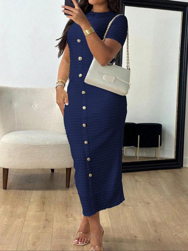 Signature Button-Front Midi Dress