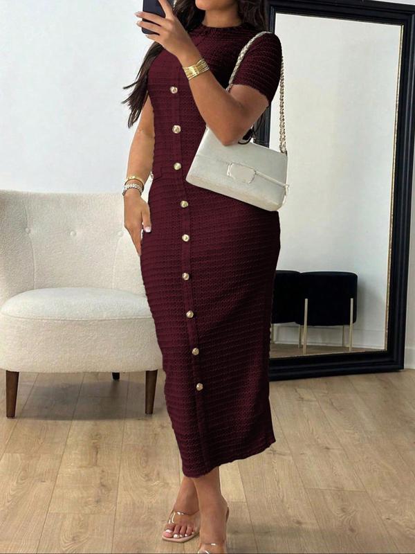 Signature Button-Front Midi Dress