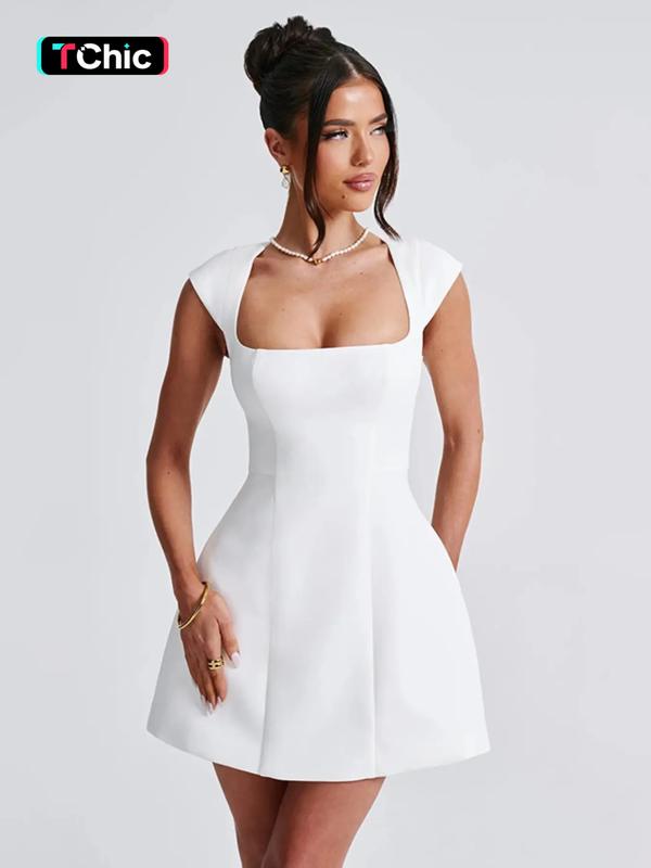 Sculpted Square-Neck Mini Dress