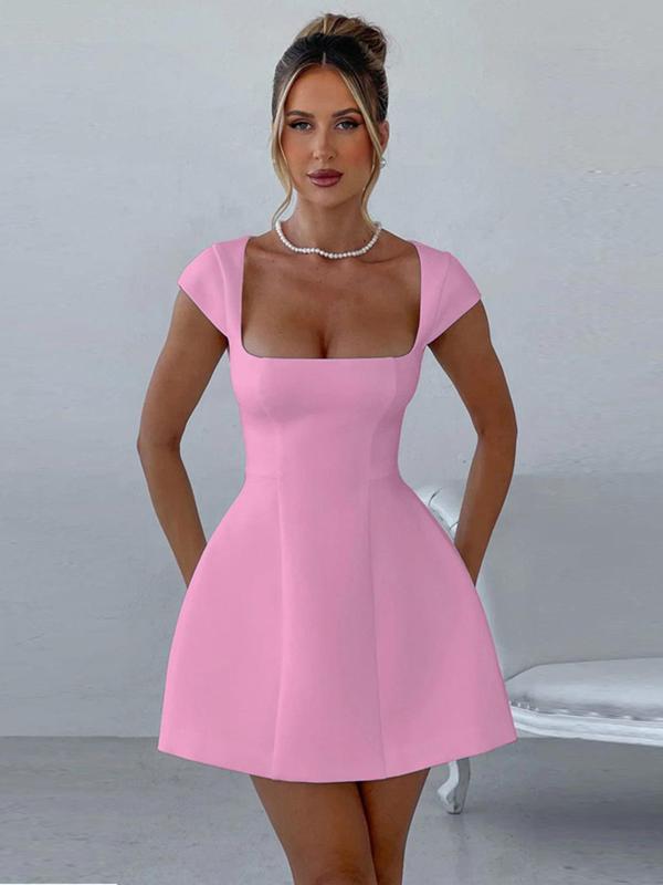 Sculpted Square-Neck Mini Dress