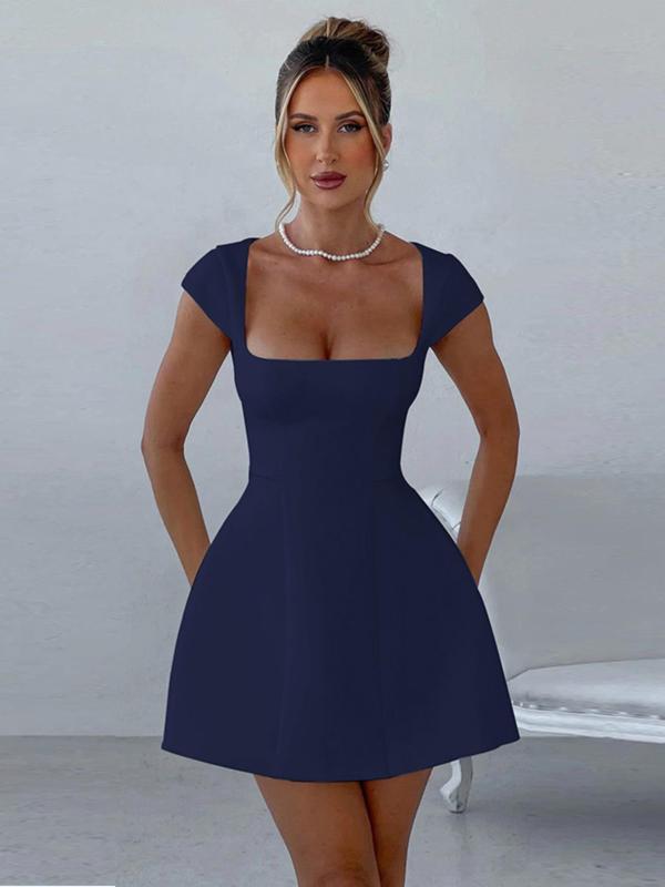 Sculpted Square-Neck Mini Dress