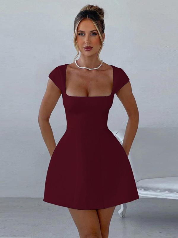 Sculpted Square-Neck Mini Dress