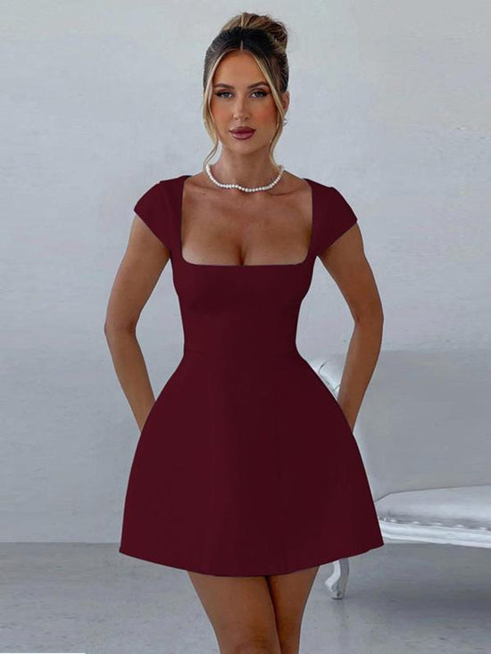 Sculpted Square-Neck Mini Dress