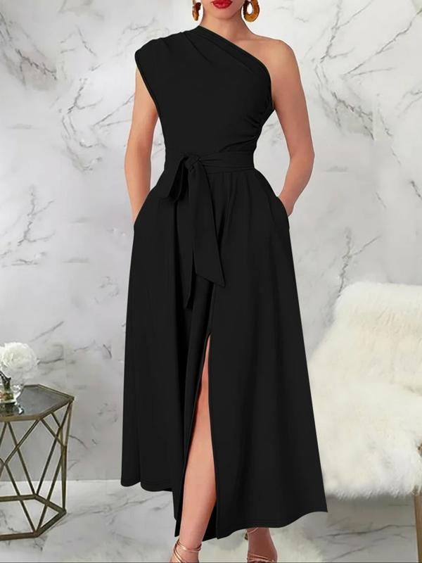 One-Shoulder Wrap Maxi Dress