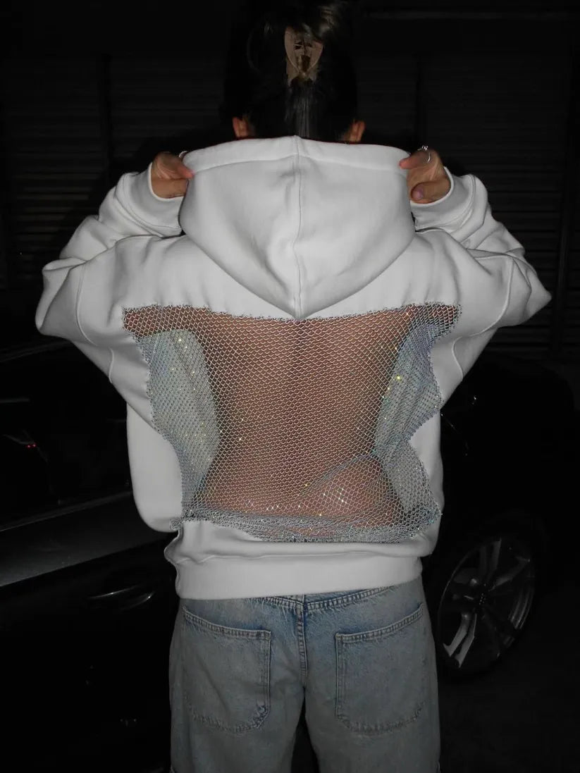 Get 70% Off On The Backstage Crystal-Mesh Hoodie Only Today 💕