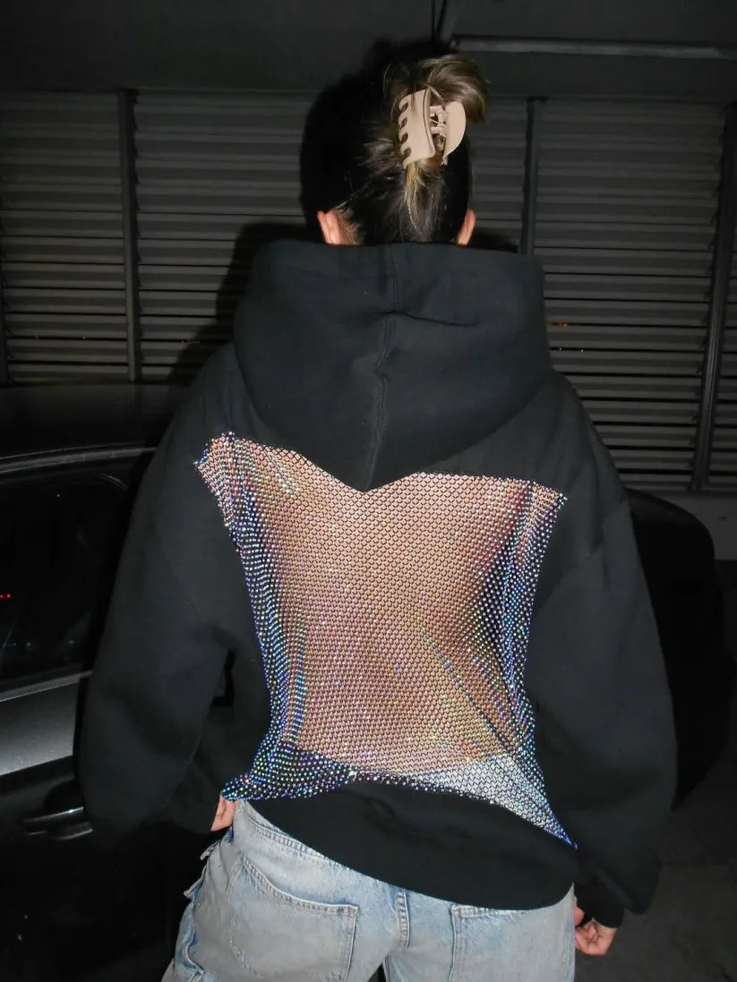 Get 70% Off On The Backstage Crystal-Mesh Hoodie Only Today 💕