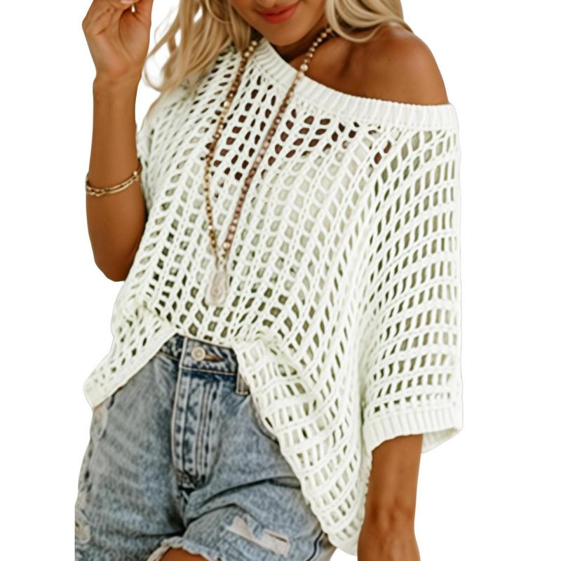 Open-Knit Off-Shoulder Sweater