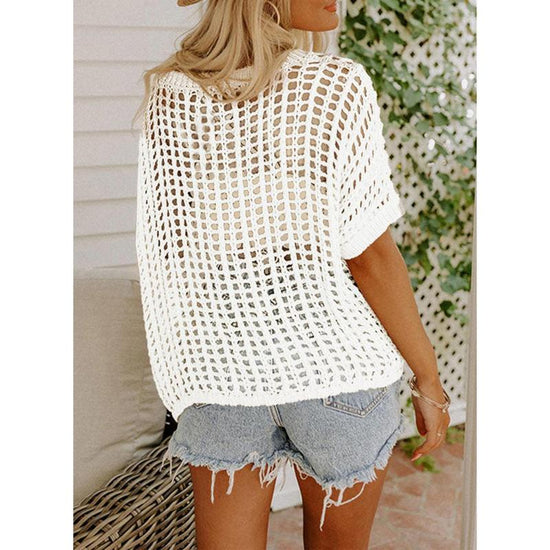 Open-Knit Off-Shoulder Sweater