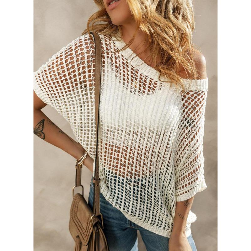 Open-Knit Off-Shoulder Sweater