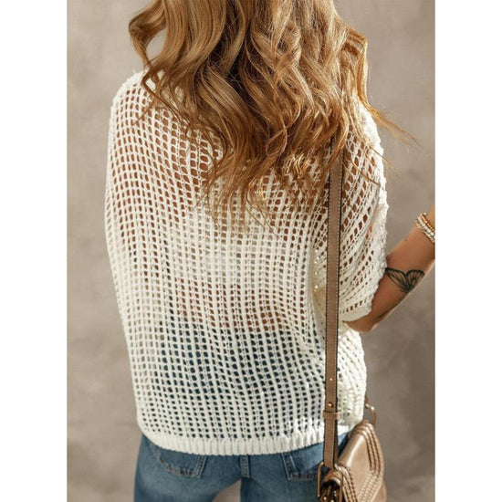Open-Knit Off-Shoulder Sweater
