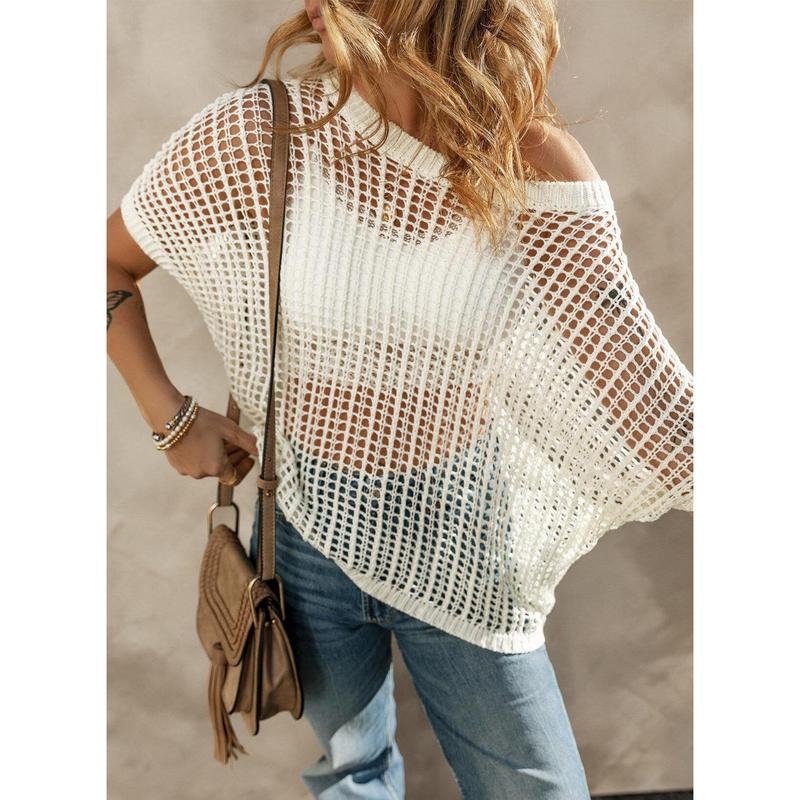 Open-Knit Off-Shoulder Sweater